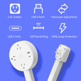 thumbnail image 2 of 2 Pcs Extendable Outlet Extender Stick 180° Rotating - Extendable Length  22"-27" with USB-C & USB-A Ports Reach Outlets Behind Sofas, Tables & Hard Spots Home & Office Use, 2 of 7