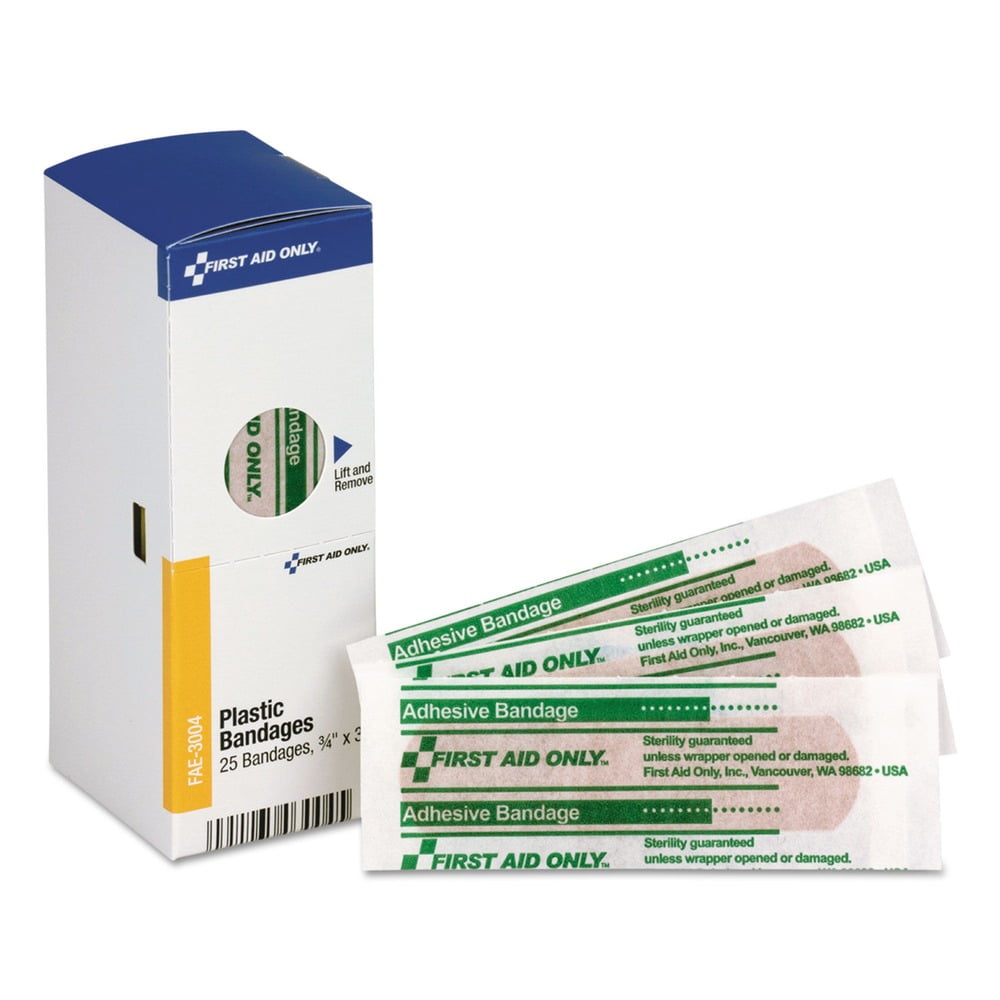 First Aid Only, FAOFAE3004, 3" Plastic Bandages, 25 / Box, Beige