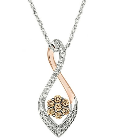 1/3 Carat T.W. Champagne and White 10kt White and Rose Gold Bouquet Diamond Pendant