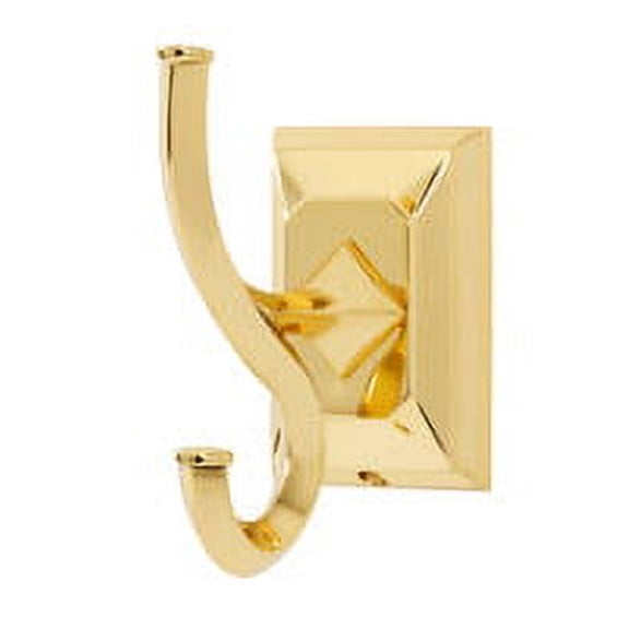 Alno A7999 Geometric 2" W Double Prong Single Wall Mount Solid Brass Bath Robe Towel Hook