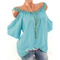 thumbnail image 1 of Womens  Neck Plus Size Cold Shoulder Tee Tops Summer Shirts Loose Blouse, 1 of 2