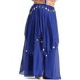 thumbnail image 2 of XChangeFun 35.4in Chiffon Women's Belly Dance Skirt with Coins, Blue, 2 of 8