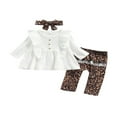 thumbnail image 2 of CNKOO Infant Baby Girls Clothes Sets Ruffles Long Sleeve Button Tops+Leopard Printed Pants+Headband 3-24M, 2 of 7
