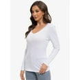 thumbnail image 3 of Womens Fall Deep V Neck Long Sleeve Shirts Modal Slim Fit Basic Tee Tops, 3 of 6