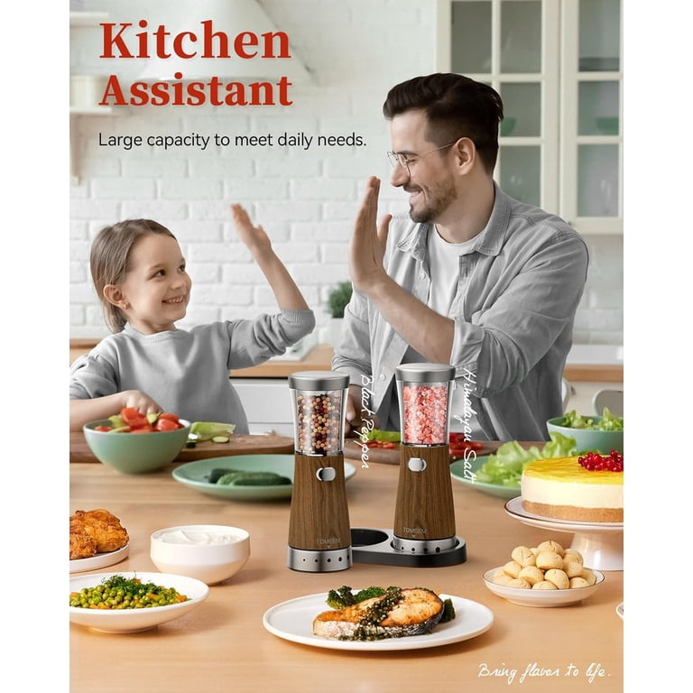 Electric Salt And Pepper Grinder Set - Stainless Steel, Rechargeable, 4.5 Oz Capacity, Adjustable Coarseness, LED Light, Type-C Charging