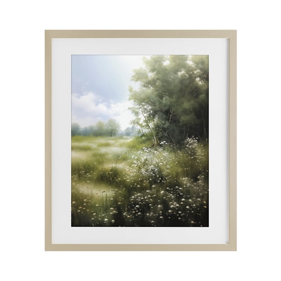 Stupell Industries Farmhouse Greener Pastures Landscape Birch Framed Print Under Glass, 13 x 16, by Heidi Kuntz