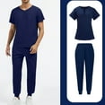 thumbnail image 2 of Garbnen Uniform Women and Man Scrubs Set Unisex Stretch Zipper Short Sleeve Tops and Loose Pants Nurse Uniform with Pocket, 2 of 5