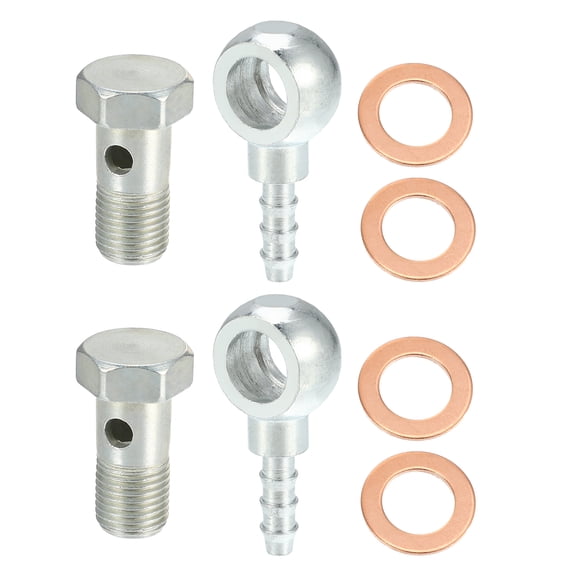 Unique Bargains 2 Set 10mm Diameter M10x1.0 Car Banjo Hose Barb Bolt Fittings Universal Banjo Fitting with Washers