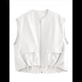 thumbnail image 2 of Chaleco Informal con Cremallera para Mujer, Estilo Cargo, Extragrande, con Dobladillo Fruncido, Sin Mangas, Chaquetas y Tops. XXL, 2 of 7