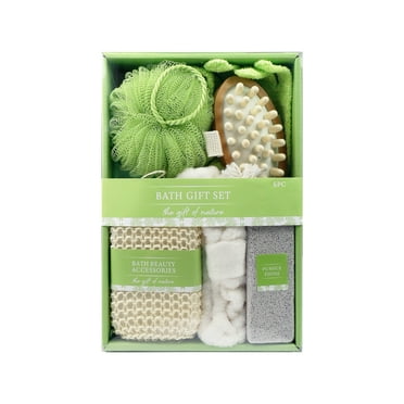 6-Piece Bath & Spa Gift Set with Massager, Sponge, and Pumice Stone