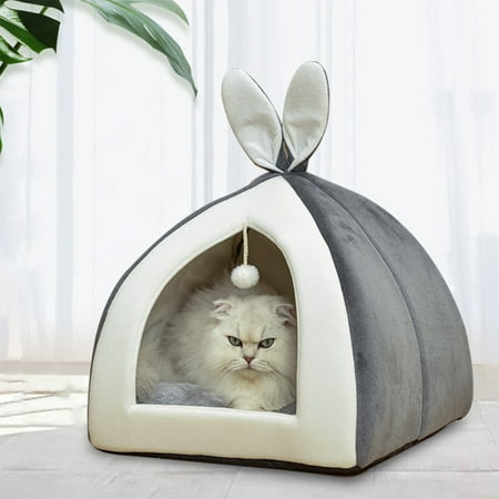 Rabbit Bed Cave Cozy Guinea Pig Hideout Cute Bunny Bed Large House Winter Nest Dwarf Rabbit Cage Accessories for Chinchilla Ferret Hedgehog or Other Small Animals