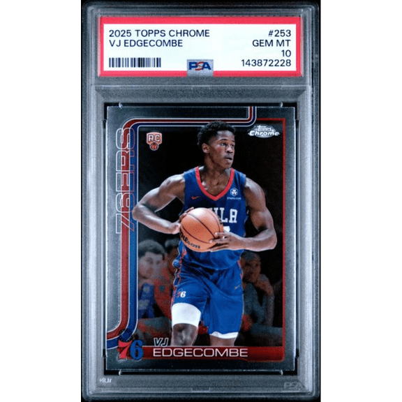 Graded 2025 Topps Chrome VJ Edgecombe #253 Rookie RC Basketball Card PSA 10 Gem Mint