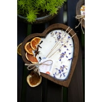 Large Heart Wood Dough Bowl Candle / Orange Bowl Candle/ Soy Wax Candle / Love Engagement Wedding Bridal Mother's Day 3 Cotton Wick