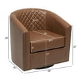 thumbnail image 2 of 29" Wide Tufted Faux Leather Swivel Barrel Chair, PU Leather Modern Upholstered Accent Chairs with Nailhead Trim, Small Armchair for Living Room Bedroom, Brown, 2 of 13