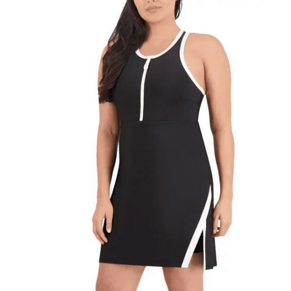 Sage Collective Womens Racerback Active Dress with Built In Shorts Black L