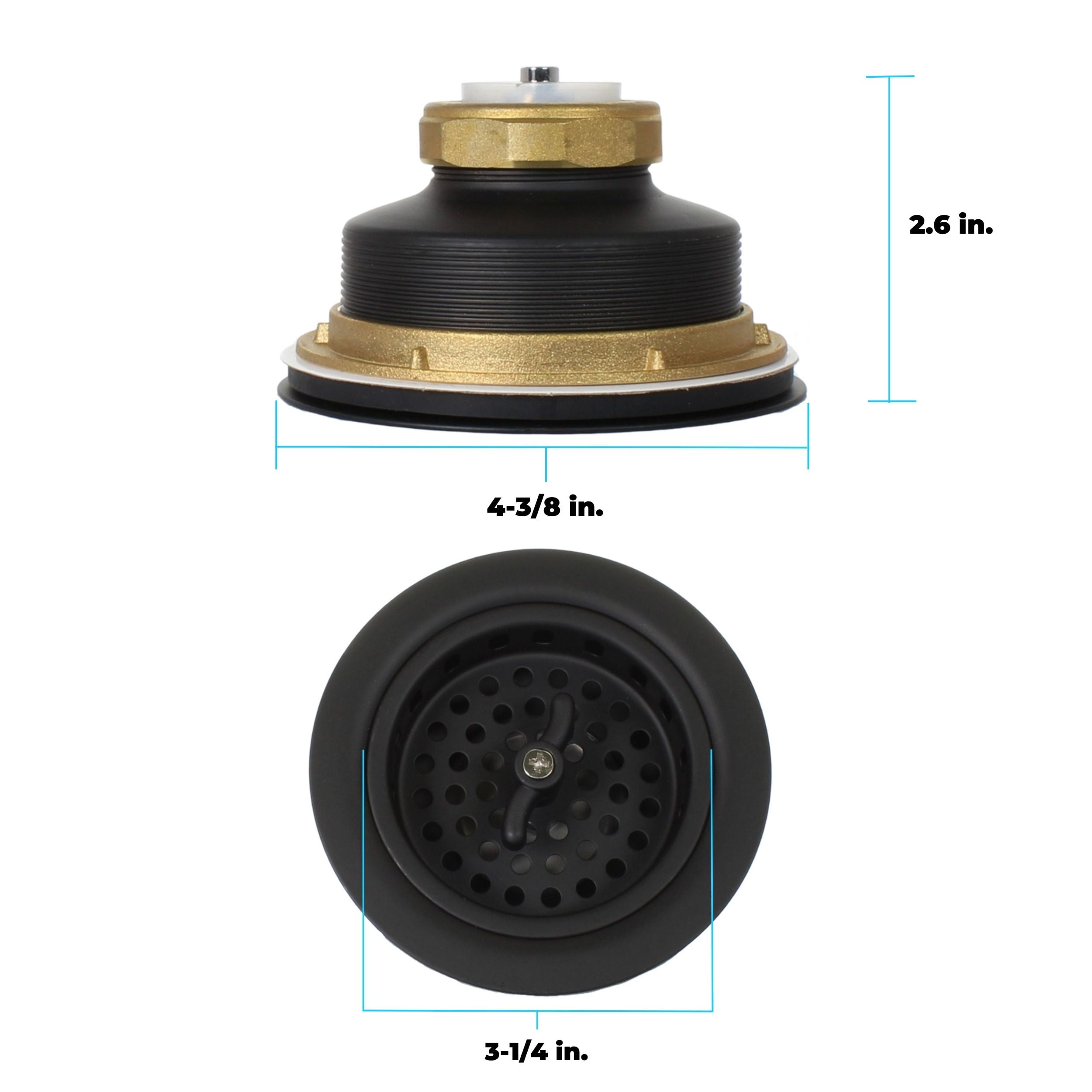 Mr. Scrappy  3.5" Drain Assembly with Basket Strainer, Black 21-DSB-BK
