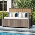 thumbnail image 2 of Uforic 70 Gallon Outdoor Storage Bench with Seat Cushion,All-Weather PE Rattan Patio Deck Boxes - Beige, 2 of 9