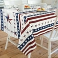 thumbnail image 2 of Polyester Oblong/Rectangle 60 x 84 Inch Washable Reusable Waterproof Table Cloth - Stars Red Stripe Print Table Cover for July 4th Independence Day/USA American Flag Day Theme Decoration, 2 of 5