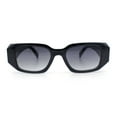 thumbnail image 3 of Womens Mod Bold Geometric Bevel Narrow Rectangle Minimal Plastic Sunglasses Black - Smoke, 3 of 6
