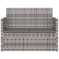 thumbnail image 2 of vidaXL Garden Bench with Cushions Grey 105 cm Poly Rattan, 2 of 5