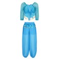 thumbnail image 4 of Alvivi Women Sequin Self-tie Back Belly Dance Crop Top Lantern Pants Bollywood Belly Dance Outfit Sky Blue One Size, 4 of 7