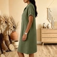 thumbnail image 5 of ClodeEU Women's Collared Half Button Short Sleeve Knee Length Dress with Pockets,Casual Summer Dress Army Green,Women's Plus L, 5 of 6