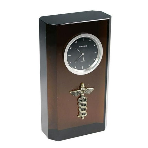 Bluestone Designs  Caduceous Crystal Clock - black - 5.25in. H x 1.75in. D x 3in. L