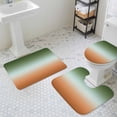 thumbnail image 3 of Gradient Sage Green Bathroom Rugs Set Modern Minimalist Green Orange Ocean Beach Non Slip Absorbent Soft Bath Mats 3 Piece Set with Bathroom Rug, U-Shaped Floor Mat, Toilet Seat Cover Large Size, 3 of 9