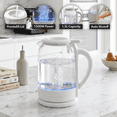 thumbnail image 3 of OVENTE 1.5L Glass Electric Kettle Water Boiler, White KG516W | 1500W Fast Boiling, Easy Fill Lid, Stainless Steel Filter, LED Indicator, Auto Shut-Off, Boil-Dry Protection, 360° Base, 3 of 8