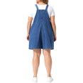 thumbnail image 3 of Agnes Orinda Women's Plus Size Denim Overall Shorts Adjustable Jean Straps Rompers Cropped Jumpsuit with Pocket 1X Blue, 3 of 6