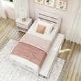 thumbnail image 5 of Max & Lily Solid Wood Farmhouse Twin Bed with Plank Headboard and Trundle, White Wash, 5 of 7