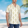 thumbnail image 2 of Lsque White And Gold Geometry pattern Hawaiian Shirt for Men, Unisex Summer Beach Casual Short Sleeve Button Down Shirts-Medium, 2 of 9