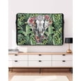 thumbnail image 3 of Outdoor TV Cover 30 to 32 Inch Weatherproof, Tropical Botanical Waterproof TV Screen Protector for Outside Decor with Zipper and Pocket 30"L x 19"H&nbsp; , Elephants Palm Leaves Floral Green Gray, 3 of 7