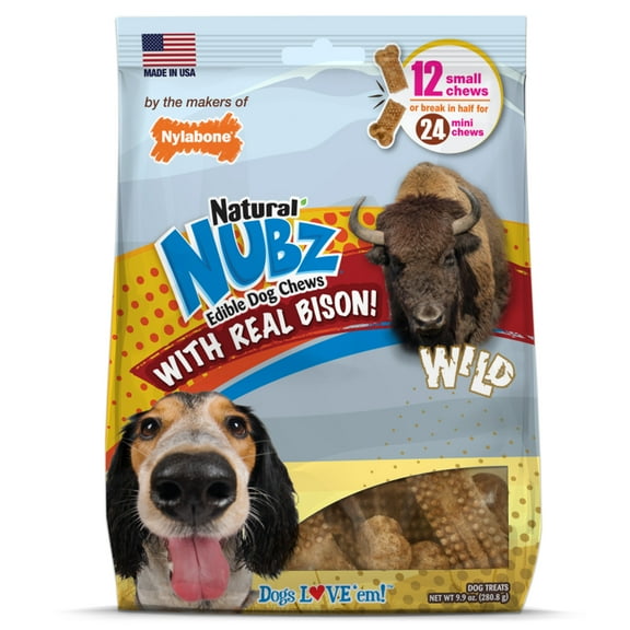 Nylabone Nubz Wild Dog Chew Treats Bison Small (12 Count)