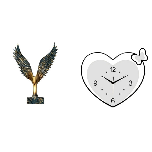 Escultura De Resina Con Forma De Corazón Y Alas, Adorno Feng Shui, Reloj Acrílico, Diseño Creativo Decorativo, Movimiento Silencioso, Arte De Pared Para Sala De Estudio, Cafetería Y Oficina.
