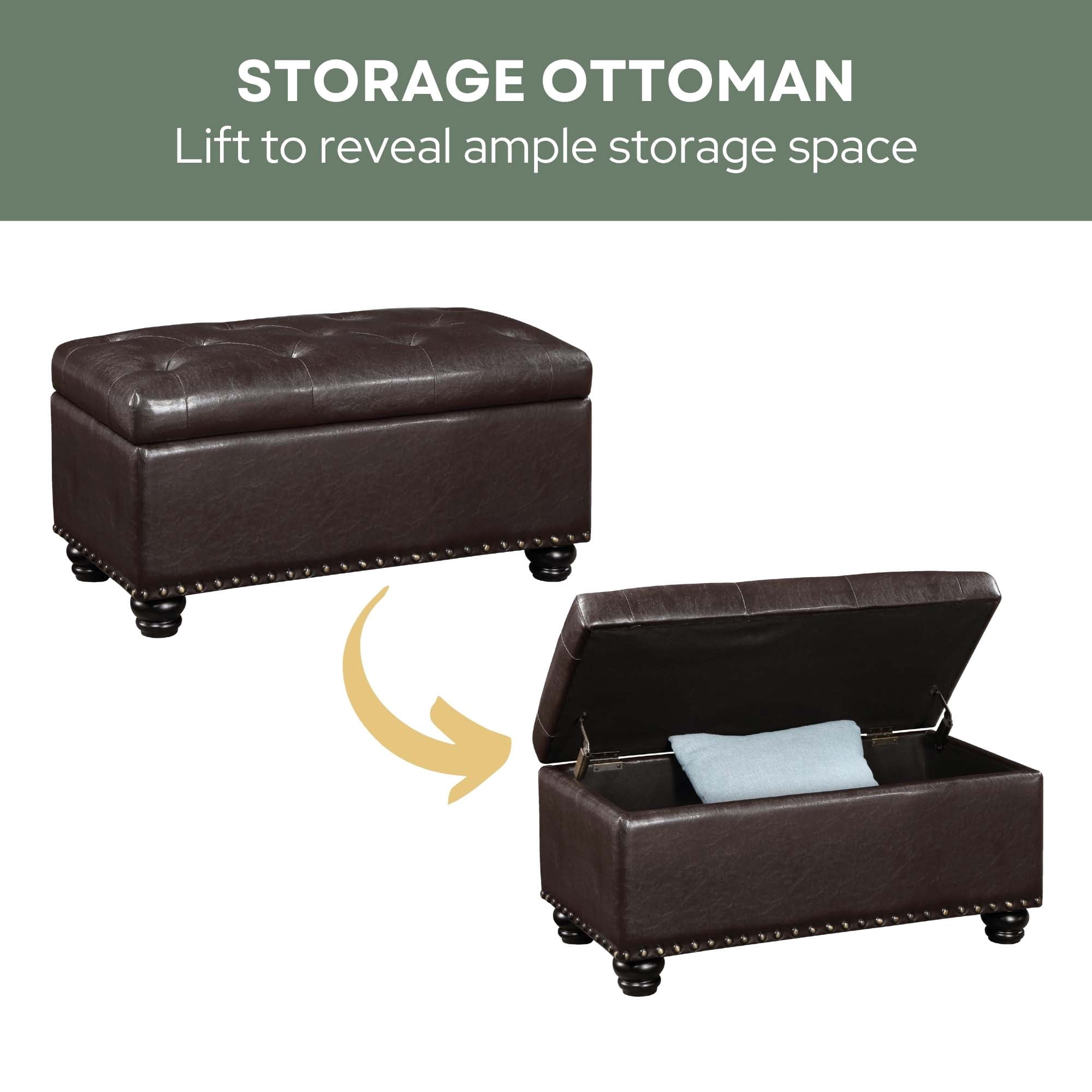 Convenience Concepts Designs4Comfort 7th Avenue Storage Ottoman Bench