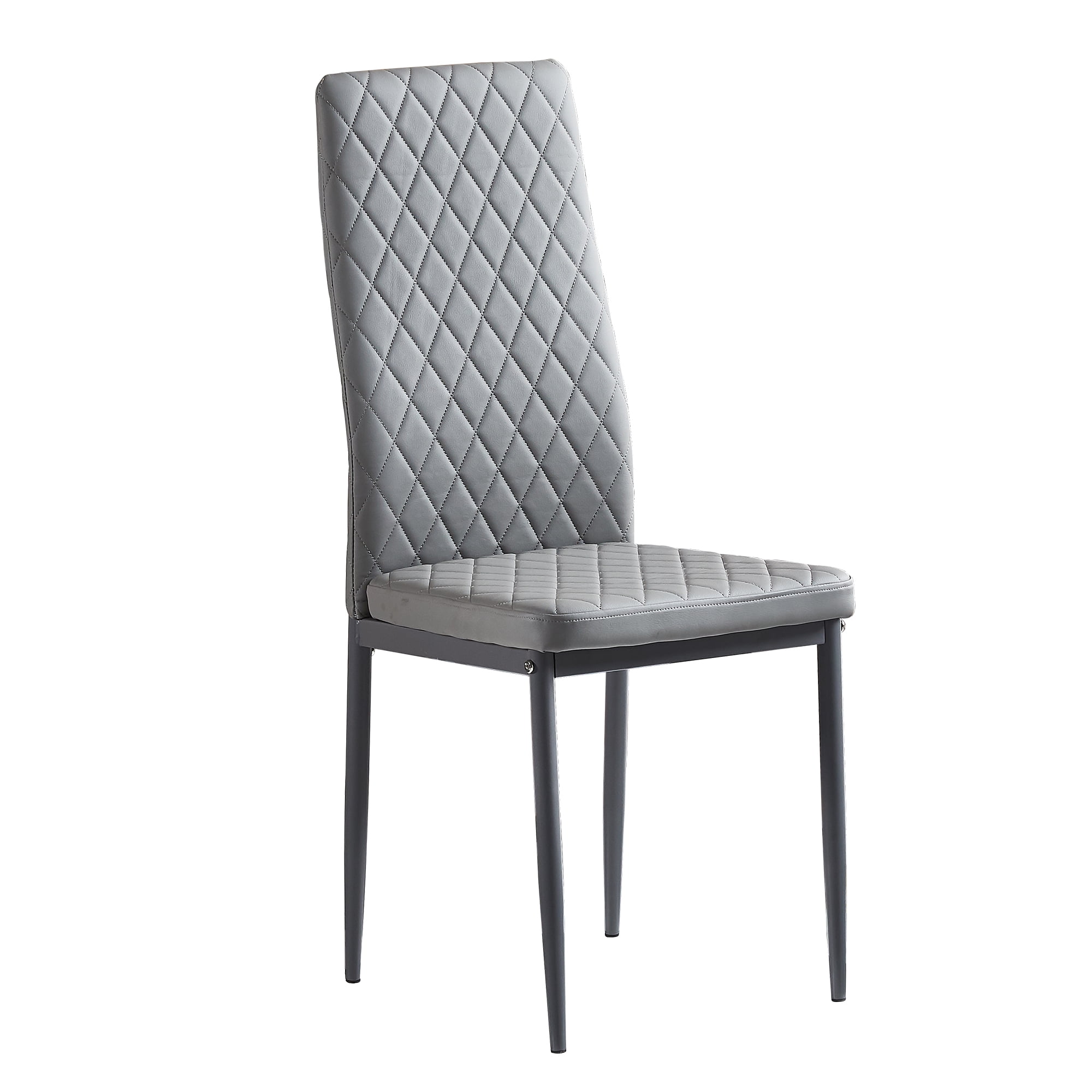 Kepooman Set of 6 Fireproof Leather Upholstered Dining Chairs, Gray Kepooman Set of 6 Fireproof Leather Upholstered Dining Chairs, Gray