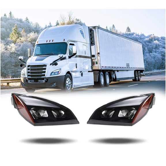 Left & Right Side LED Headlight for Freightliner Cascadia 2018-2024 - DOT & SAE Approved Headlamp for Truck Replace A66-01405-004, A66-01405-005 A6601405002 A6601405003