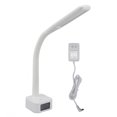 thumbnail image 1 of Lámpara de escritorio LED regulable de 3 velocidades con brazo de silicona suave y reloj LED, enchufe estadounidense que cuida la vista, 100-240 V, 1 of 4