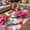 Crimson Green, variant on Pink Floral Outdoor Rug for Patio/Deck/Porch, Non-Slip Large Area Rug 6 x 9 Ft, Watercolor Flowers Leaves Plants Watercolor Indoor Outdoor Rugs Washable Area Rugs, Camping Rug Carpet Runner