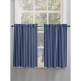 thumbnail image 3 of Tier Curtains 45 Inches Long, Navy Blue Striped Window Treatment Curtain Drapes, Navy Blue White Farmhouse Stripes Small Curtain Drapes for Bathroom Laundry Room, 27.5"x45", 2 Panels, 3 of 7