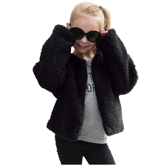 Little Girls Boys Sherpa Fleece Jacket Button down Fuzzy Coat Fall Winter Thicken Warm Comfy Soft Outwear Jacket for Toddler