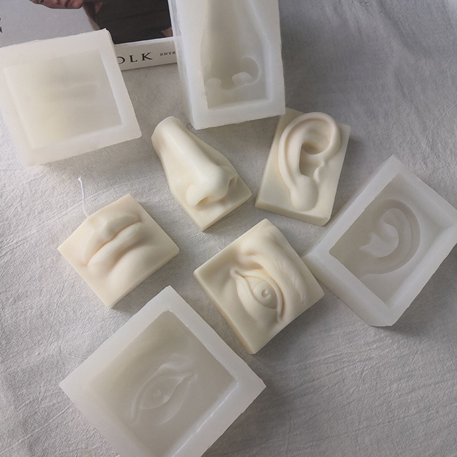 Flexible 3D Ear Mouth Eye Nose Resin Mold Reusable Silicone Casting Mould DIY