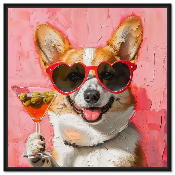 Sunbeam Pup Canvas Cute Pet Art Prints by Art Remedy, Black Frame, 12" x 12"