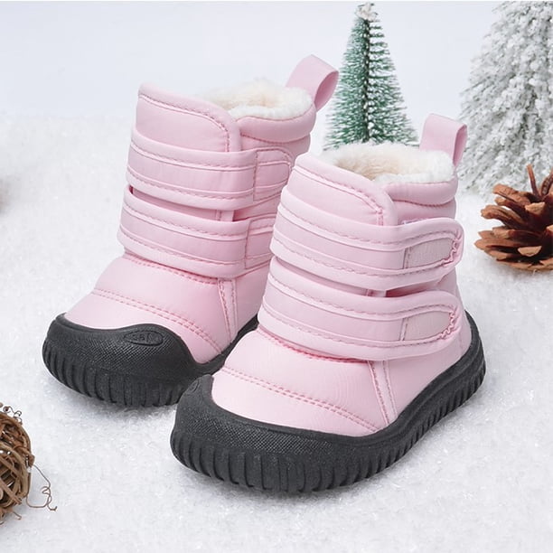 Botas de nieve de invierno para niños con forro polar, zapatos casuales de algodón, botas de algodón para bebés de hombres y mujeres con fondo suave y cálidas