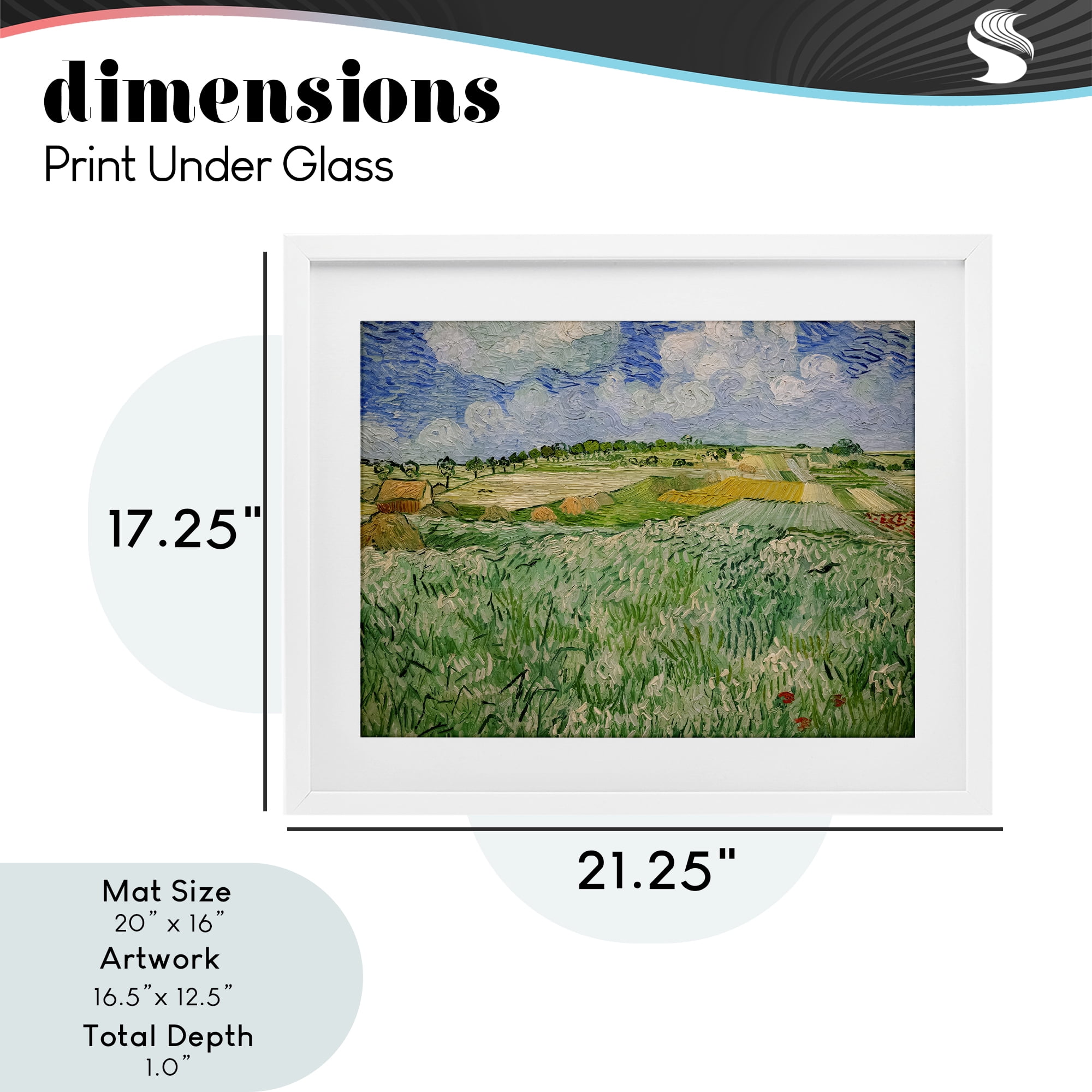 Stupell Industries Plain Near Auvers Painting White Framed Print Under Glass, design by Vincent Van Gogh
