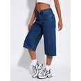 thumbnail image 5 of EMMIOL Women's High Waisted Baggy Denim Bermuda Shorts - Y2K Wide Leg Casual Trendy Streetwear Summer Shorts, 5 of 6