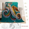 thumbnail image 5 of Octopus Coastal Blanket Soft Cozy Warm Throw Blanket for Couch, Plush Fuzzy Flannel Fleece Blankets for Sofa, Brown Teal Nautical Summer Ocean Bed Blankets Lightweight Gifts for Women, 40"x60", 5 of 9