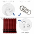 thumbnail image 5 of Red Black Plaid Bathroom Shower Curtains with 12 Hooks Polyester Waterproof Shower Curtain for Stalls and Bathtubs Country Vintage Star Abstract Gingham Decorative Bathroom Curtain 36x72 Inches, 5 of 9