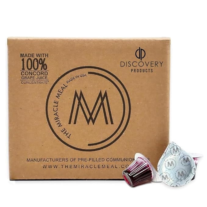 Discovery Products Prefilled Communion Cups with No Wafer Only Juice with 100% Concord Grape Juice - Box of 100